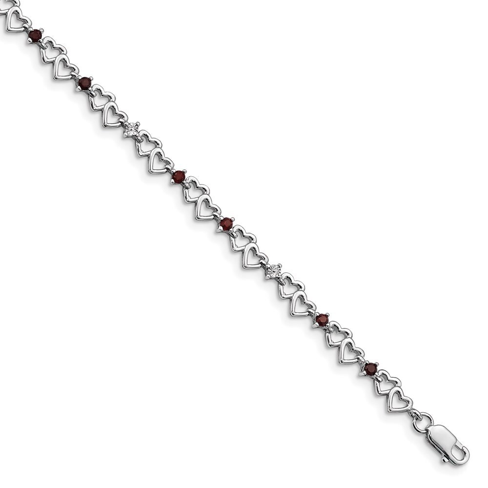 Kazi Luxury Sterling Silver Rhodium-plated Garnet & Diamond Bracelet